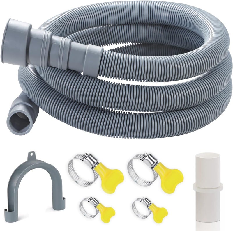 Elyfree 20-Ft Washing Machine Drain Hose Universal, Flexible Dishwasher & Washer Drain Hose Extension with 4 Clamps & 1 U-Bend Holder - Image 1